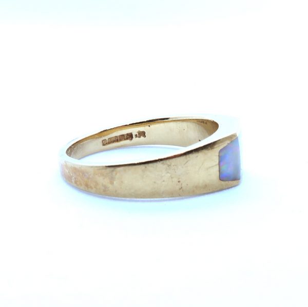 9ct Gold and Opal Ring side view showing hallmark