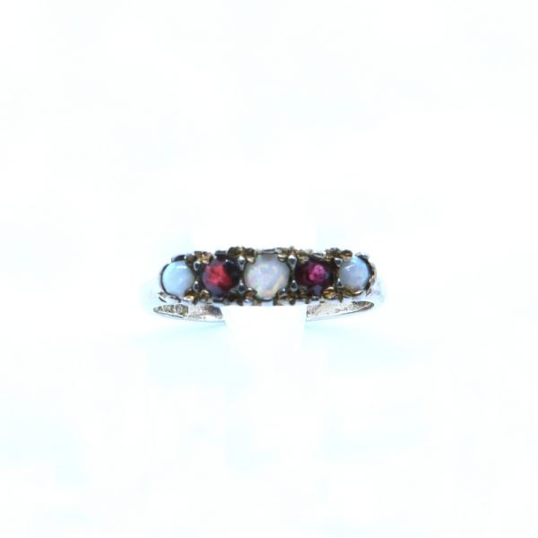 Gold Opal and Ruby Ring front view J003
