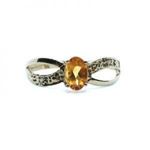 9ct Gold Citrine and Diamond Ring