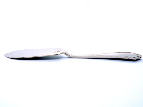 Vintage Silver Butter Knife side view on white background