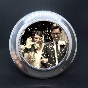 Vintage Silver Photo Frame with wedding photo inside