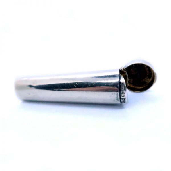 Silver Cheroot or Cigarette Holder Case with the lid open showing hallmark