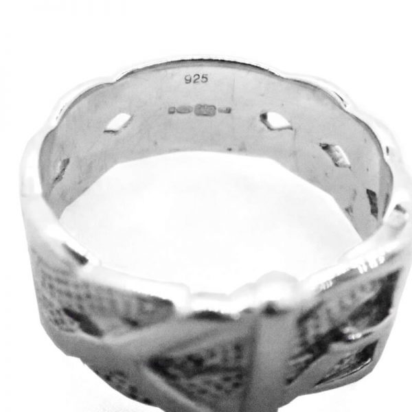 Vintage Silver Buckle Ring showing hallmark