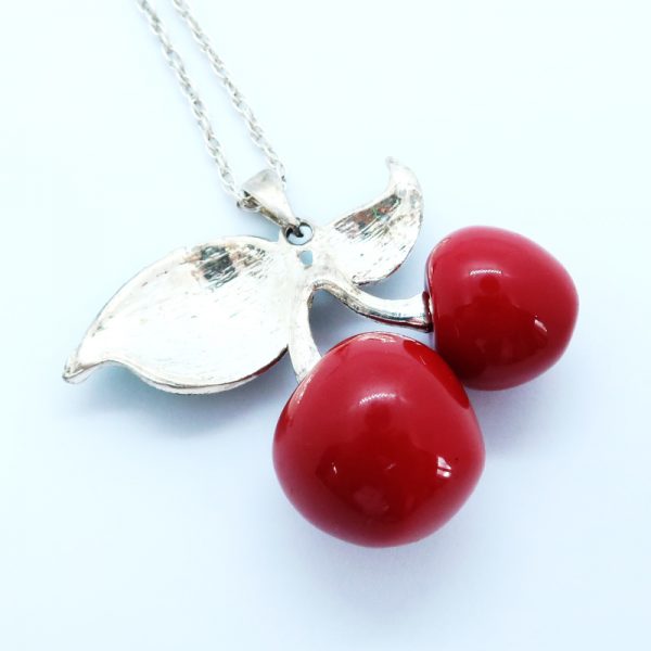 Vintage Cherry pendant necklace back
