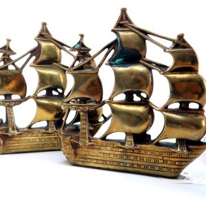 Pair of Vintage HMS Victory Brass Bookends