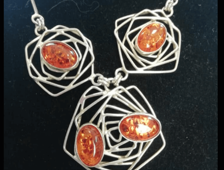 silver and amber art deco necklace at woburn antiques and collectors fair