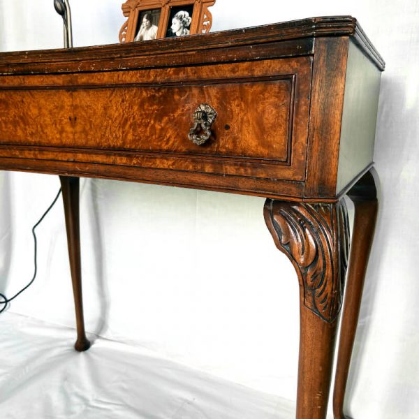 vintage desk or side table showing cabriole leg inlay and detail