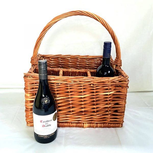 Wicker Basket holding wine bottles